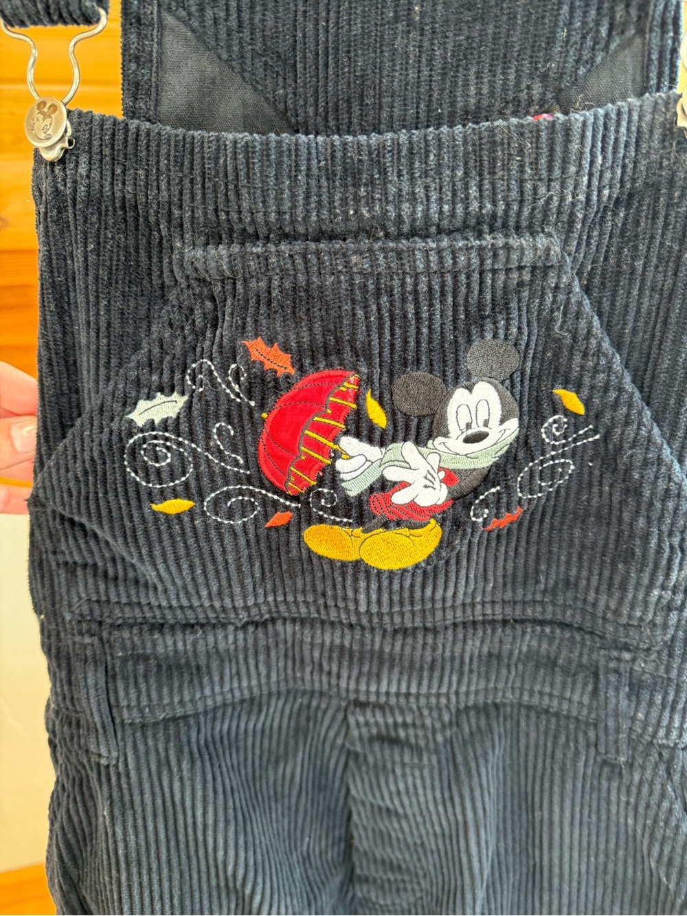 Black Corduroy Mickey Mouse Vintage Overalls - Picture 3 of 4